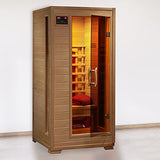 Radiant Saunas BSA2400 1-2 Person Hemlock Ceramic Infrared Sauna,Brown Blue Wave
