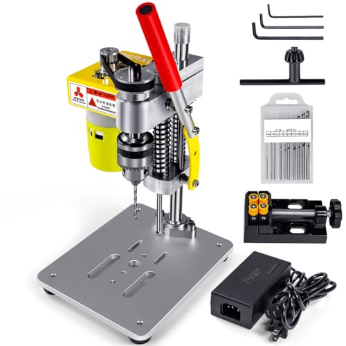 BERXOL Mini Drill Press, Benchtop Drill Press, Portable Electric Drilling Machine, CNC 795 Motor, B10 Chuck, Drill Bit and Clamp for Metal Wooden - WoodArtSupply