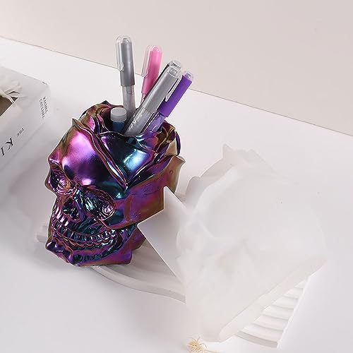 Nenkarn Skull Resin Mold, 3D Large Skull Resin Mold for Makeup Brush Holder, Candle Making, Home Decor, Jewelry Candy Container Box, DIY Resin Epoxy Nenkarn