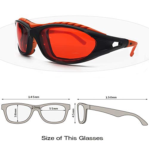 JILERWEAR Professional 180nm-540nm OD 6+ Violet/Blue/Green Laser Safety Glasses for 405nm, 445nm, 450nm,473nm, 532nm Laser Lightweight and Fashion JILERWEAR