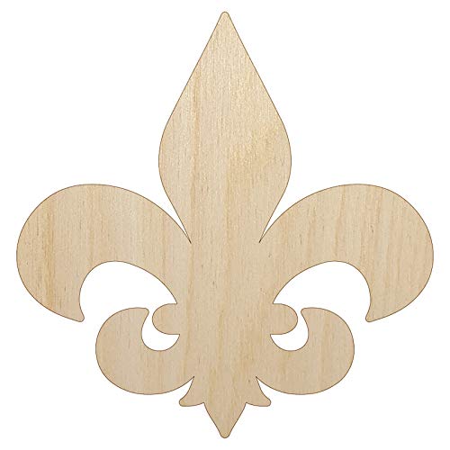 Fleur de Lis Solid Unfinished Wood Shape Piece Cutout for DIY Craft Projects - 1/8 Inch Thick - 4.70 Inch Size Sniggle Sloth