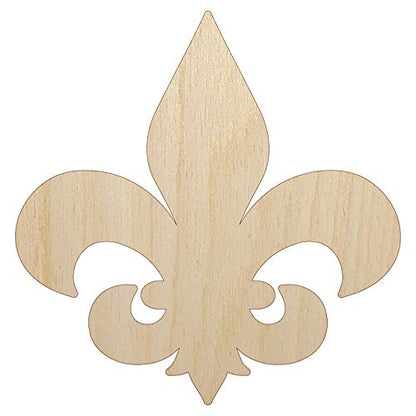 Fleur de Lis Solid Unfinished Wood Shape Piece Cutout for DIY Craft Projects - 1/8 Inch Thick - 4.70 Inch Size - WoodArtSupply