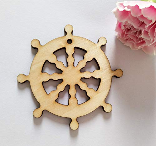 18PCS Mediterranean Style Wood Sea Horse Starfish Dolphin Anchor Helmsman Hanging Decoration, Holiday Party Wedding Supplies (Mixed) RUIXUAN