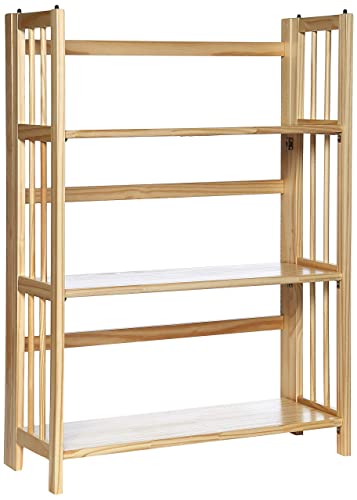 Casual Home 3-Shelf Folding Stackable Bookcase (27.5" Wide)-Natural Casual Home