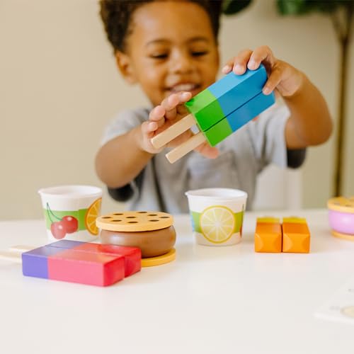 Melissa & Doug Wooden Frozen Treats Ice Cream Play Set (24 pcs) - Play Food and Accessories Melissa & Doug