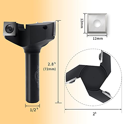 CNC Spoilboard Surfacing Router Bit, 1/2" Shank 2" Cutting Diameter, Insert Carbide Slab Flattening Router Bit Planing Bit Wood Planer Bit by BINSTAK BINSTAK