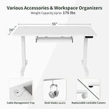 FEZIBO Standing Desk with Keyboard Tray, 55 × 24 Inches Electric Height Adjustable Desk, Sit Stand Up Desk, Computer Office Desk, White FEZIBO