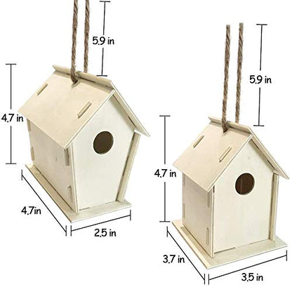 Craft DIY Bird House Kit 2 Pack DIY Unfinished Wood Bird House Build and Paint Your Backyard Birdhouse, Art Craft Wood Toys for Kids Girls Boys