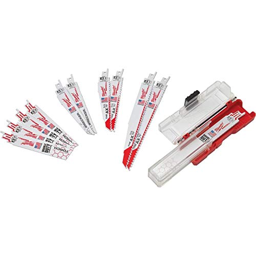 Milwaukee 12 Piece Multi Material (Wood, Plastic, Metal) Bi-Metal SAWZALL Ultimate Demolition Reciprocating Saw Blade Set Milwaukee