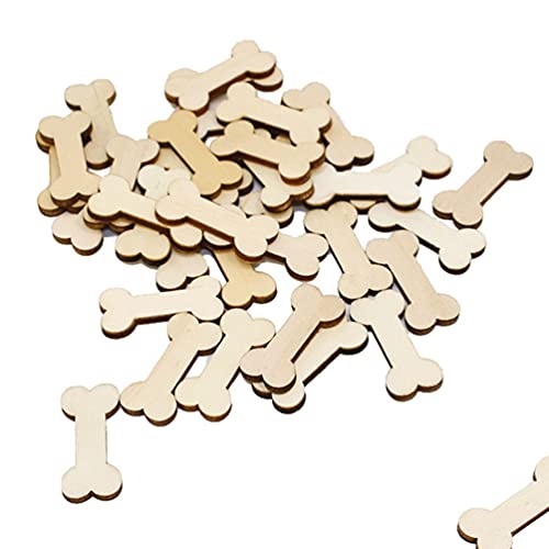 50 Pcs Dog Bone Shaped Unfinished Wood Slices Wooden Embellishments for DIY Craft Projects - WoodArtSupply