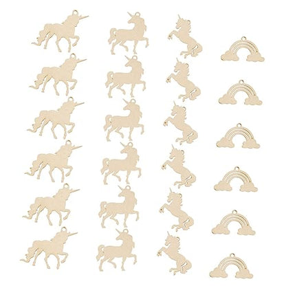 IMIKEYA 1 Set Unicorn Chips Unfinished Wood Slices Homemade Ornaments DIY Guitar Wood Shapes Wooden Rainbow Cutouts Rustic Wooden Embellishments - WoodArtSupply