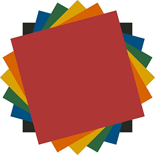 Cricut Premium Vinyl - Permanent, 12” x 12” Adhesive Decal Sheets Brights Sampler, Tomato Red, Orange, Maize Yellow, Kelly Green, Medium Blue, Forest Cricut