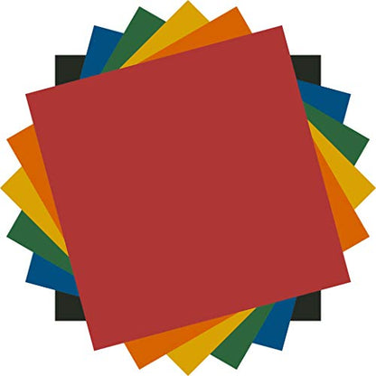 Cricut Premium Vinyl - Permanent, 12” x 12” Adhesive Decal Sheets Brights Sampler, Tomato Red, Orange, Maize Yellow, Kelly Green, Medium Blue, Forest