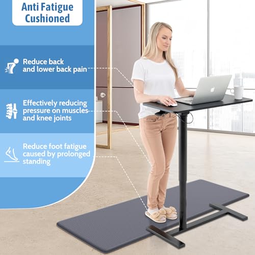 StepLively 2-Piece Anti-Fatigue Cushioned Kitchen Mat Set, Non-Skid Grey Standing Mats for Kitchen, Office, Sink - 17.3"x30" and 17.3"x47" StepLively
