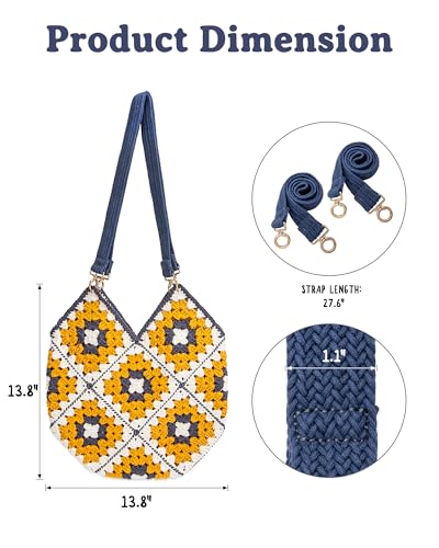 Yeezhee Crochet Kit for Beginners, Crochet Bag Starter Kit with Step-by-Step Video Tutorials, Granny Square Crochet Tote Bag Set, Knitting Kit Yeezhee