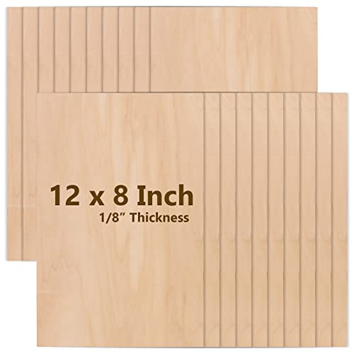 MAHIONG 20 Pack 12 x 8 x 1/8 Inch Basswood Sheets, Rectangular Plywood Balsa Wood Sheet Unfinished Craft Blank Wooden Pieces Board for DIY Ornaments