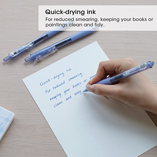 WRITECH Fine Point Gel Pens: Retractable 0.7mm Blue-Ink Color Pen for Journaling Smooth Writing Fine Point Tip Quick-dry Ink No Bleed Set 10ct WRITECH