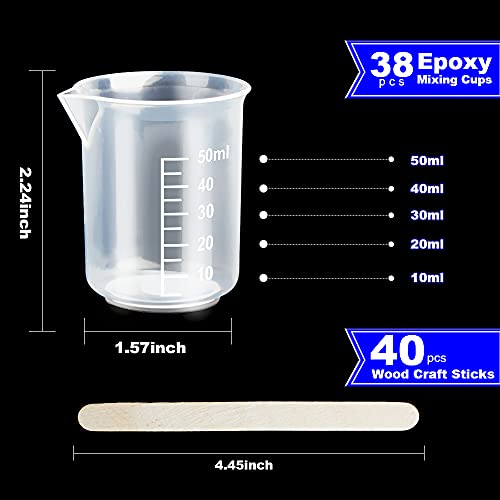 LEOBRO 50ml/1.7oz Epoxy Mixing Cups, 38PCS Graduated Epoxy Resin Cups, Resin Mixing Cups, Beaker, Pouring Cup, Plastic Measuring Cup for Resin, - WoodArtSupply