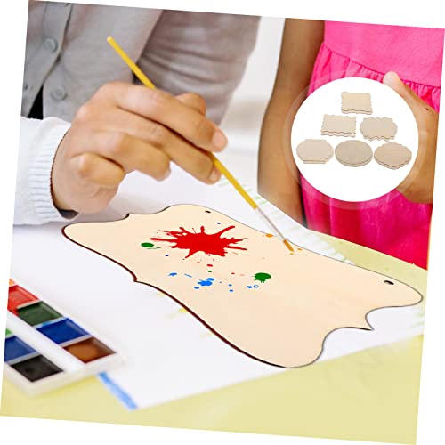 Operitacx 60 Pcs Shaped Wood Chips Unfinished Wood Hanging Plaque Unfinished Wood Banner Wood Blank Plaque Rustic Wood Sign Blank Banner Wood Boards Operitacx