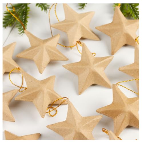 Factory Direct Craft Package of 12 Unfinished Dimensional Star Ornamets for Creating and Decorating Factory Direct Craft