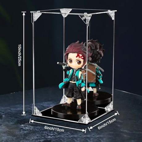 Acrylic Display Case Clear Action Figure Display Case with Mirrored Back, Dustproof Protection Display Box Alternative Glass Case for Collectibles Dezzer