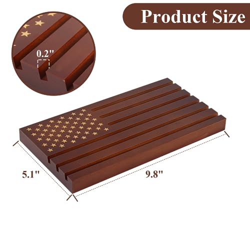Samplife Coin Rack,Challenge Coins Display Stand Shelves Wooden Army Collectible Coins Holder Rack Case 6 Row Display American Flag Samplife