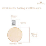 BEADNOVA Round Wood Circle Natural Unfinished Wooden Discs Plywood Circles Cutout for DIY Crafts (2 Inch, 50 Pieces) BEADNOVA
