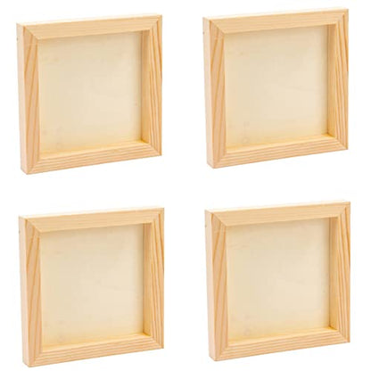 4PCS Wood Panel Board, 4 x 4 inch Unfinished Wood Canvas Square Wooden Panel Boards for Painting, Pouring, Arts Use with Oils, Acrylics