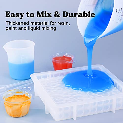 LET'S RESIN Silicone Measuring Cups, 450ml Accurate 2 Scales & 100ml Durable Measuring Cups, Epoxy Mixing Cup,Silicone Stirring Sticks, Easy Clean LET'S RESIN
