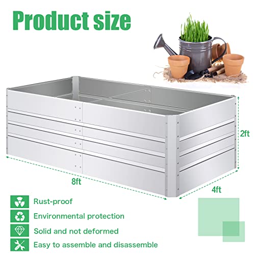 SnugNiture Galvanized Raised Garden Bed 8x4x2FT Outdoor Large Metal Planter Box Steel Kit for Planting Vegetables, Flowers - WoodArtSupply