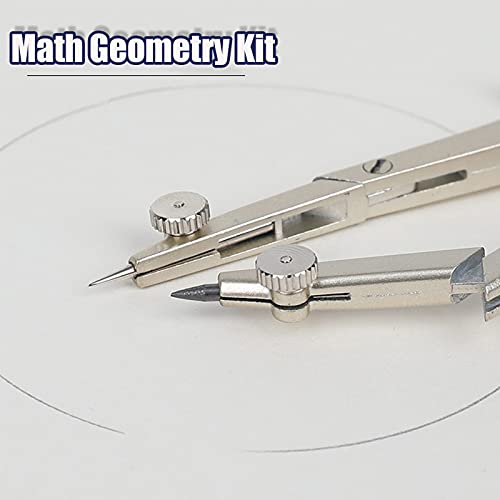 Metal Geometry Kit Set, 13PCS Math Compass and Protractors Geometry Drawing Tool Precision Set Graphic Compasses Triangle Rulers Pencils Protractor - WoodArtSupply