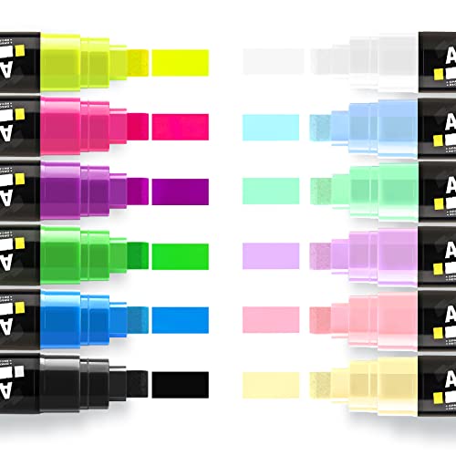 Arrtx Acrylic Jumbo Markers 10mm Broad Tips Acrylic Paint Pens for Stone, Glass, Easter Egg, Wood and Fabric Painting-No Toxic,No Odor Arrtx