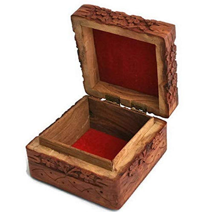 Ajuny Wooden Hand Carved Keepsake Box Jewellery Armoire Chest Organiser Perfect Unique Gifts Ideas For Women