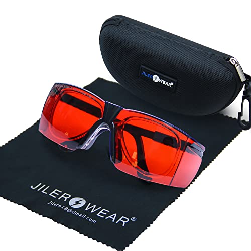 JILERWEAR Wavelength 180nm-540nm Laser Safety Glasses for 405nm, 445nm, 450nm,520nm,532nm Laser Light,Yag, Blue, Green Laser and UV Light Eye - WoodArtSupply