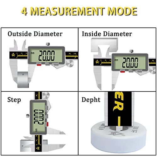 Digital Caliper,ACEMETER 0-6" Vernier Calipers Measuring Tool-Electronic Micrometer with Large LCD Screen,Metal Metric Measure Caliper for Engineer - WoodArtSupply