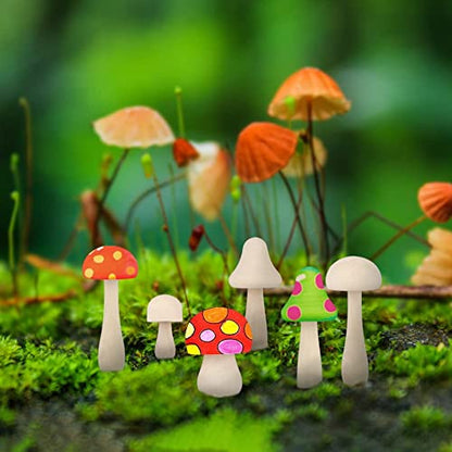 24 Pieces Unfinished Wooden Mushroom Mini Wood Mushrooms Natural