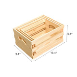 Set of 3 Wooden Pallet Crates Nesting Unfinished Wood Trays Storage for DIY Crafts (Large Size 13.4 x 9.8 x 6.7 in) Cregugua