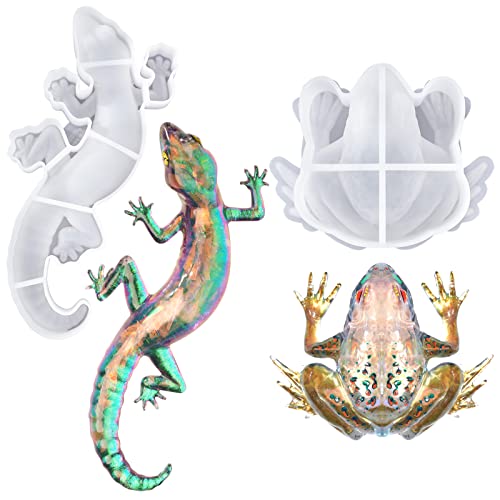 LET'S RESIN Resin Molds Silicone, 2 Pcs Animal Epoxy Resin molds with Realistic Frog and Lizard Shapes, 3D Lifelike Silicone Molds for Epoxy Resin, LET'S RESIN