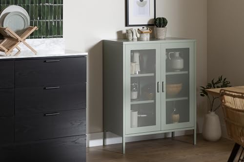 South Shore Eddison Metal Mesh 2-Door Storage Cabinet, Sage Green South Shore