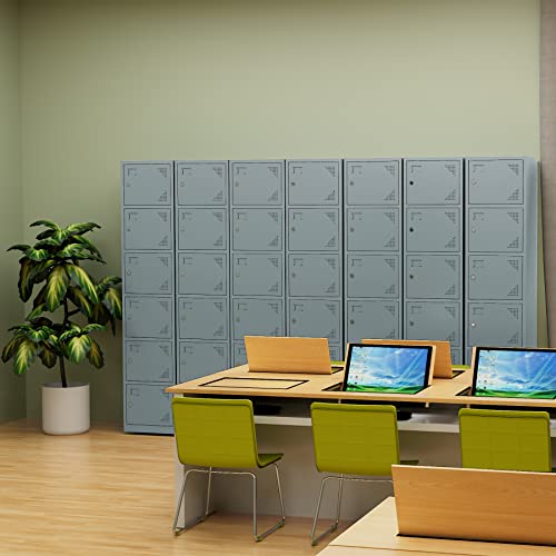 Yizosh Metal Locker with 6 Doors, Tall Steel Storage Lockers for Employees - 71" Locker Storage Cabinets for School, Gym, Home, Office, Garage (Grey) Yizosh