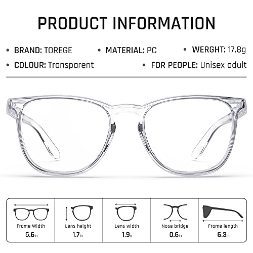 TOREGE Eye Protection Glasses,Fashionable Safety Glasses With Clear No Fog Lenses,Great Safety Goggles For Men&Women(Transparent White&Clear Lens) - WoodArtSupply