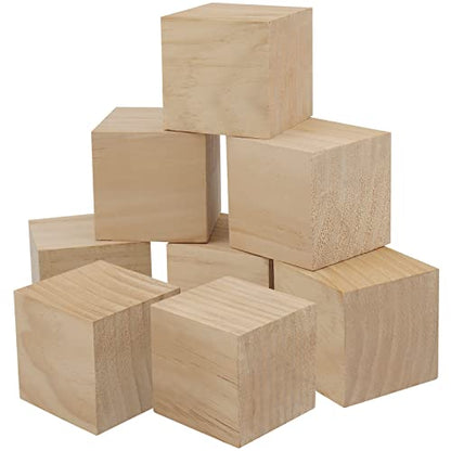 HOZEON 8 PCS 3 Inch Wooden Cubes, Natural Unfinished Wood Blocks, Large Wood Square Blocks for Crafts, Painting, Puzzle Making, Decorating, DIY - WoodArtSupply