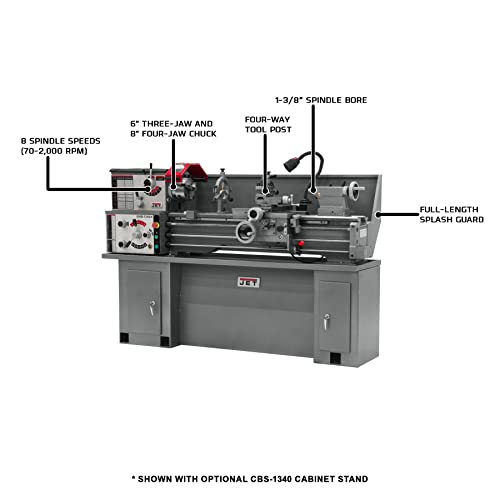 JET GHB-1340A, 13" x 40" Geared Head Bench Lathe, 2HP, 1Ph 230V (321357A) Jet
