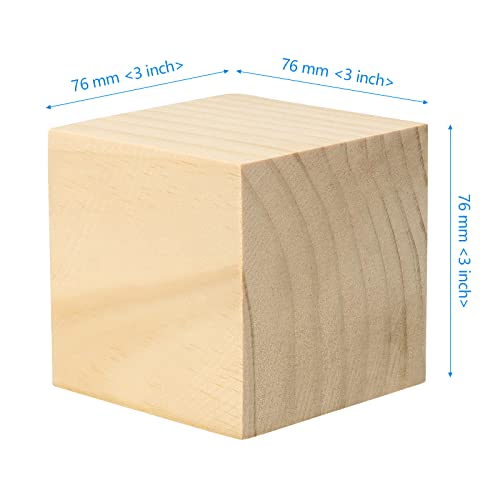 SEHOI 8 Pack 3 Inch Wooden Cubes, Unfinished Natural Wood Blocks, Blank Wood Square Blocks Wood Cubes for Crafts and DIY Décor SEHOI