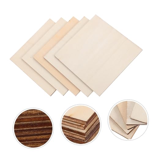 TEHAUX 20pcs Hollow Out Craft Cutout Natural Wooden Pieces Manual Label Blank Wood Crafts Wood Carving Square TEHAUX