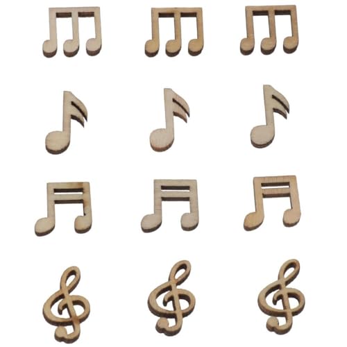 hobbyhub 300Pcs Music Notes Wooden Cutouts, Unfinished Label, DIY Unfinished Card Home Decoration hobbyhub