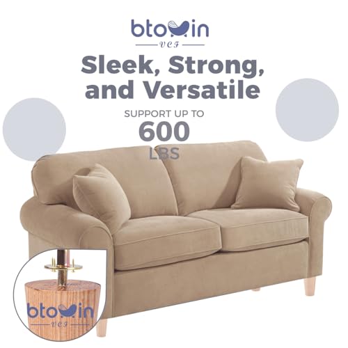 Btowin VCF 6 inch / 15cm Ash Wood Furniture Legs, 4Pcs Mid-Century Modern Unfinished Wooden Tapered Replacement Feet with 5/16'' Hanger Bolts & Btowin VCF