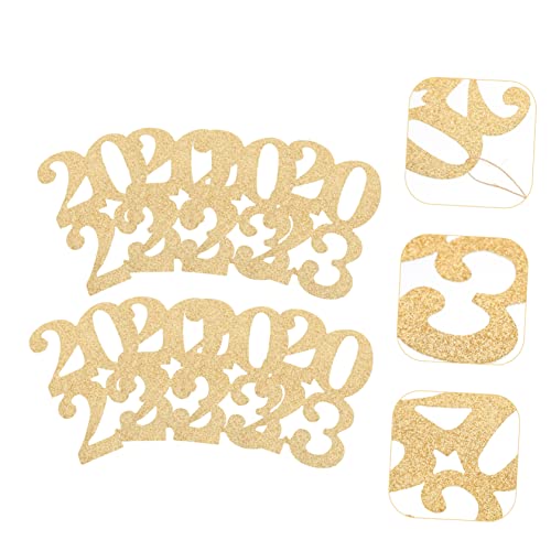 VOSAREA 24pcs 2023 2023 Graduation Ornament New Year Decors Blue Confetti Glitter Class of 2023 Cutout Glitter VOSAREA