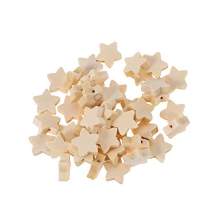 Wood Beads 100pcs Unfinished Wood Stars Beads Wooden Star Beads Natural for Craft Bracelet Necklace Jewelry Making Craft Beads Wooden Beads Ciieeo