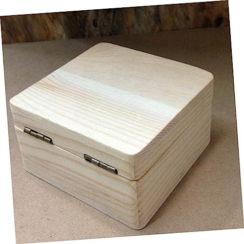 TEHAUX 3 Pcs Unfinished Wood Treasure Chest Memory Chest Wooden Jewelry Case Wooden Case with Antique Jewelry Organizer Unfinished Wooden Case Lock TEHAUX